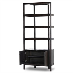 Rissa Modern Classic Black Acacia Wood Bookcase|