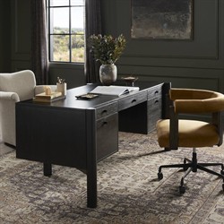Rissa Modern Classic Black Acacia Wood Desk|