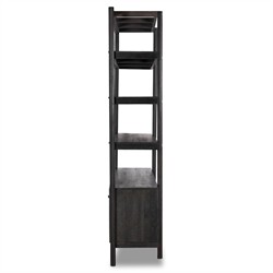 Rissa Modern Classic Black Acacia Wood Wide Bookcase|