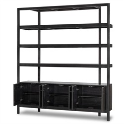 Rissa Modern Classic Black Acacia Wood Wide Bookcase|