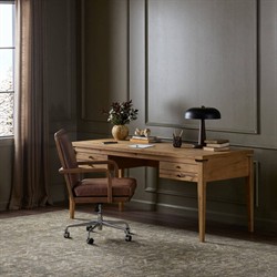 Lalaine Modern Classic Brown Oak Wood Desk|