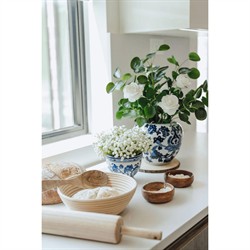 Kolette Traditional White Baby's Breath Toile Vase Faux Floral Arrangement|