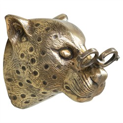 Crosby Updated Traditional Antique Brass Aluminum Cheetah Wall Sculpture|