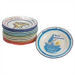 Coraline Coastal Multicolor Stoneware Hotel Restaurant Plate - Set of 12|