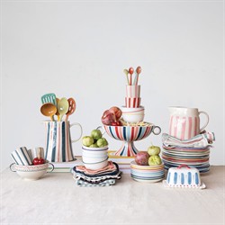 Coraline Coastal Multicolor Stoneware Hotel Restaurant Plate - Set of 12|