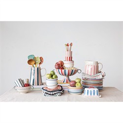 Coraline Coastal Multicolor Stoneware Hotel Restaurant Plate - Set of 12|