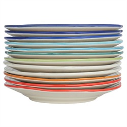 Coraline Coastal Multicolor Stoneware Hotel Restaurant Plate - Set of 12|