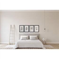 Cressida Traditional Grey Floral Black Frame Multipanel Illustration - 23x16|