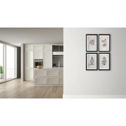 Cressida Traditional Grey Floral Black Frame Multipanel Illustration - 23x16|