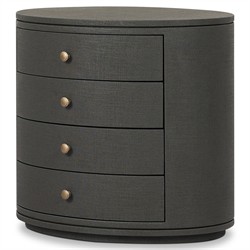 Beatrice Modern Classic Dark Green Painted Linen Oval Nightstand|