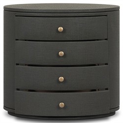 Beatrice Modern Classic Dark Green Painted Linen Oval Nightstand|