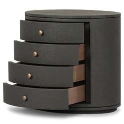 Beatrice Modern Classic Dark Green Painted Linen Oval Nightstand|