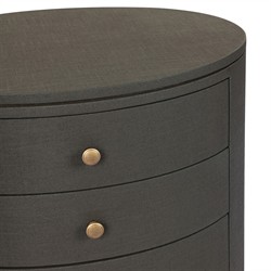 Beatrice Modern Classic Dark Green Painted Linen Oval Nightstand|