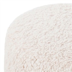 Waverly Modern Classic Off White Faux Shearling Round Ottoman|