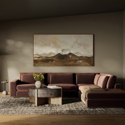 Candace Modern Brown Velvet 4-Piece Bumper Sectional With Ottoman - Left Bumper - 132"|