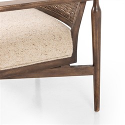 Xander Rustic Lodge Brown Woven Cane Taupe Linen Wood Arm Chair|