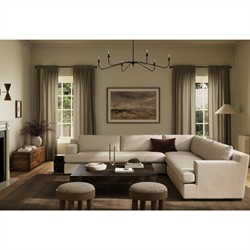 Hudson Modern Classic Heathered Ivory Crypton Corner Sectional - 130"|