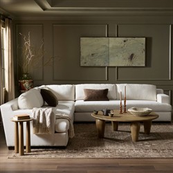 Hudson Modern Classic Heathered Ivory Crypton Corner Sectional - 130"|