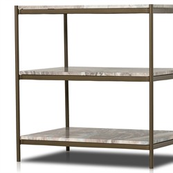 Kian Modern Classic Grey Marble Antique Brass Nightstand|