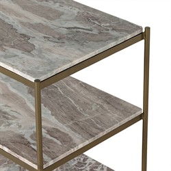 Kian Modern Classic Grey Marble Antique Brass Nightstand|