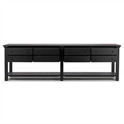 Gavin Rustic Black Oak Rectangular Kitchen Island - 118"W|