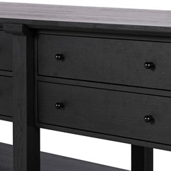Gavin Rustic Black Oak Rectangular Kitchen Island - 118"W|