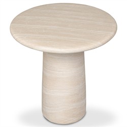 Emilia Modern Classic Sand Beige Concrete Round Pedestal End Table|