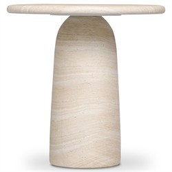 Emilia Modern Classic Sand Beige Concrete Round Pedestal End Table|