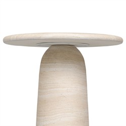 Emilia Modern Classic Sand Beige Concrete Round Pedestal End Table|