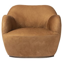 Justine Modern Classic Tan Leather Swivel Barrel Chair|