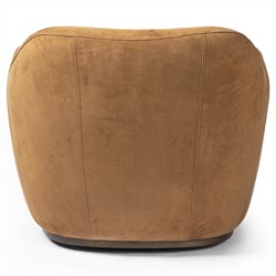 Justine Modern Classic Tan Leather Swivel Barrel Chair|