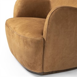 Justine Modern Classic Tan Leather Swivel Barrel Chair|