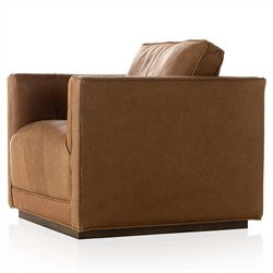 Celeste Rustic Lodge Tan Leather Tufted Swivel Arm Chair|
