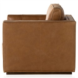 Celeste Rustic Lodge Tan Leather Tufted Swivel Arm Chair|