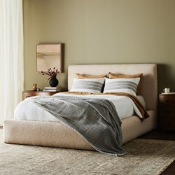 Eugene Modern Classic Cream Boucle Performance Bed - Queen|