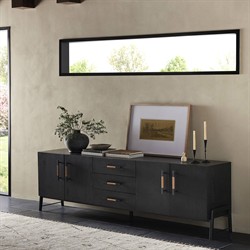 Matthew Modern Classic Black Oak Media Console - 94"|