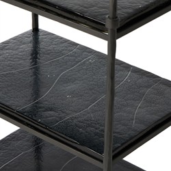 Pierce Modern Classic Smoked Cast Glass Black Iron Bar Cart|