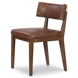 Cerise Modern Classic Brown Leather Dining Side Chair|