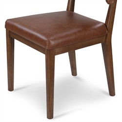Cerise Modern Classic Brown Leather Dining Side Chair|