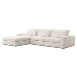 Candace Modern Classic Cream 3-Piece Sectional with Ottoman - 132"|