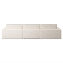 Candace Modern Classic Cream 3-Piece Sectional with Ottoman - 132"|