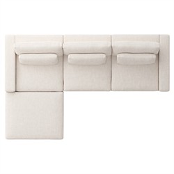Candace Modern Classic Cream 3-Piece Sectional with Ottoman - 132"|