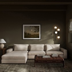 Candace Modern Classic Beige 3-Piece Sectional with Ottoman - 132"|