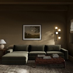 Candace Modern Classic Olive Green Velvet 3-Piece Sectional with Ottoman - 132"|