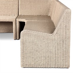 Senna Vintage White Outdoor Dining Banquette L-Shape - Left Arm Facing - 106"|