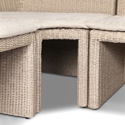 Senna Vintage White Outdoor Dining Banquette L-Shape - Left Arm Facing - 106"|