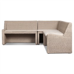 Senna Vintage White Outdoor Dining Banquette L-Shape - Left Arm Facing - 106"|