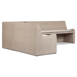 Senna Vintage White Outdoor Dining Banquette L-Shape - Left Arm Facing - 106"|