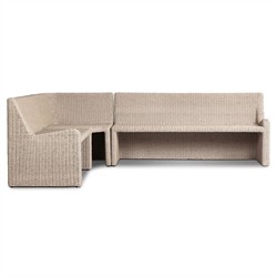 Senna Vintage White Outdoor Dining Banquette L-Shape - Left Arm Facing - 106"|