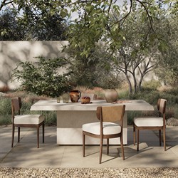 Avila Aged White Concrete Outdoor Dining Table - 84"|